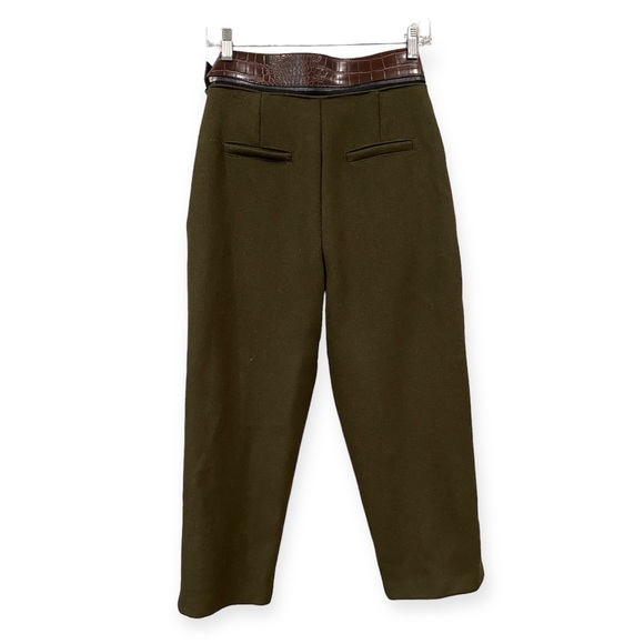Ready 2 Wear Tailored Trousers Tapered Leg with Attached Belt Olive Green Small - Picture 8 of 8